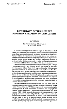 December, 1984 Life History Patterns in the Northern Expansion Of