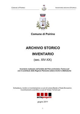 Inventario Archivio Storico