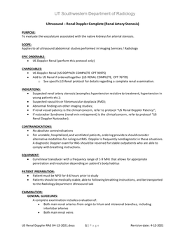 Renal Doppler Complete (Renal Artery Stenosis)