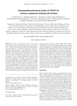 Immunohistochemical Study of CD117 in Various Cutaneous Melanocytic Lesions