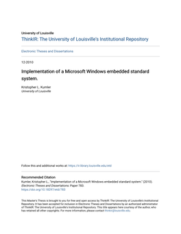 Implementation of a Microsoft Windows Embedded Standard System