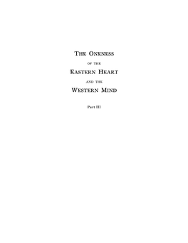 The Oneness Eastern Heart Western Mind