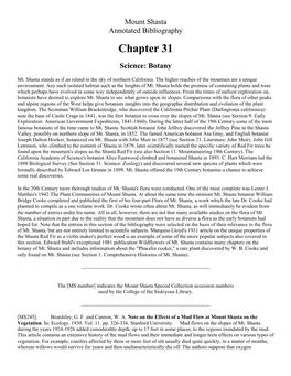 Mount Shasta Annotated Bibliography Chapter 31