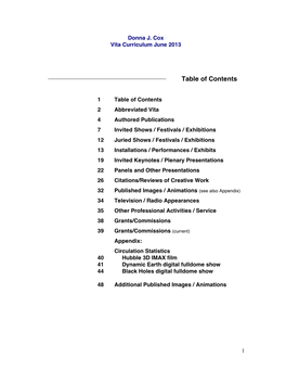 Table of Contents