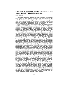 The Public Library of South Australia's Oral History Project, 1903-1908 B