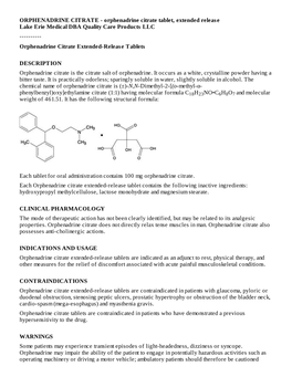 Orphenadrine Citrate Extended-Release Tablets