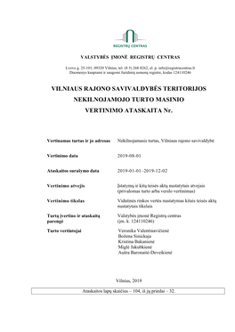 VILNIAUS RAJONO SAVIVALDYBĖS TERITORIJOS NEKILNOJAMOJO TURTO MASINIO VERTINIMO ATASKAITA Nr