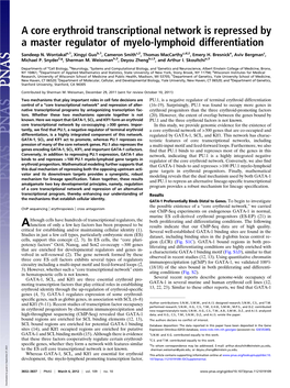 A Core Erythroid Transcriptional Network Is Repressed by a Master Regulator of Myelo-Lymphoid Differentiation