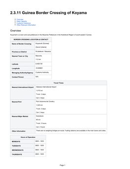 2.3.11 Guinea Border Crossing of Koyama