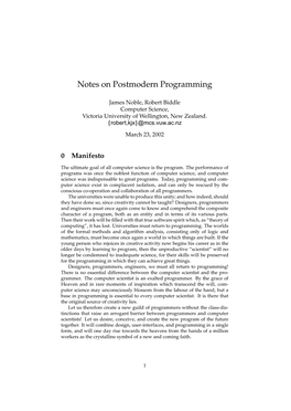 Notes on Postmodern Programming