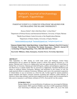 Pakistan's Post 9/11 Coercive Strategic Measures For