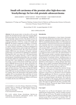 Small Cell Carcinoma of the Prostate After High-Dose-Rate Brachytherapy for Low-Risk Prostatic Adenocarcinoma