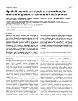 Ephrin-B1 Signals Integrin-Mediated Responses 3075