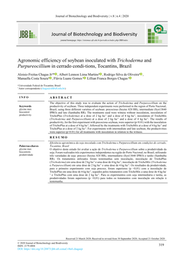 Trichoderma and Purpureocillium in Cerrado Condi-Tions, Tocantins, Brazil