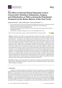 The Effect of Selected Dental Materials Used in Conservative