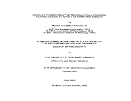 Socially Transformative Transnational Feminism: Filipino Women Activists at Home and Abroad