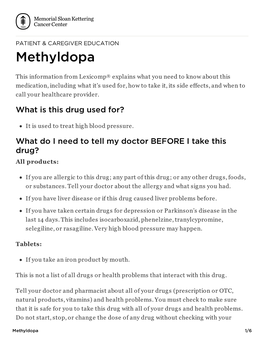 Methyldopa | Memorial Sloan Kettering Cancer Center
