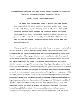 Multiple Approaches to Analyzing Count Data in Studies of Individual