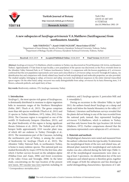 A New Subspecies of Saxifraga Artvinensis Vamatthews