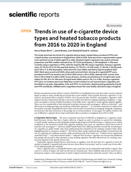 Trends in Use of E-Cigarette Device Types and Heated Tobacco Products