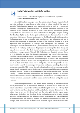 India Plate Motion and Deformation