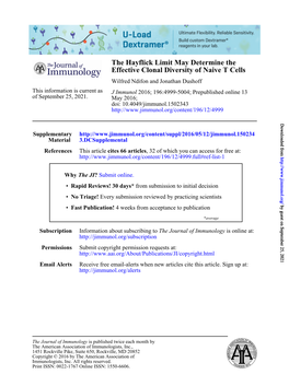 The Hayflick Limit May Determine the Effective Clonal Diversity of Naive T