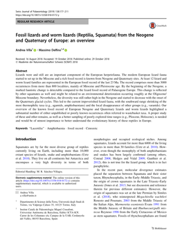 Fossil Lizards and Worm Lizards (Reptilia, Squamata) from the Neogene and Quaternary of Europe: an Overview