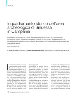 Inquadramento Storico Dell'area Archeologica Di Sinuessa In