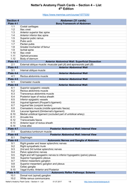 Netter's Anatomy Flash Cards – Section 4 – List 4Th Edition