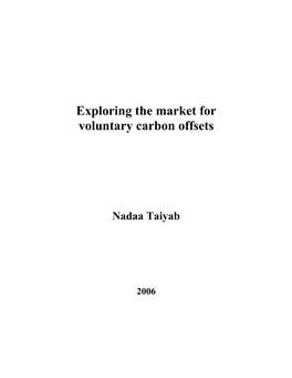 Exploring the Market for Voluntary Carbon Offsets