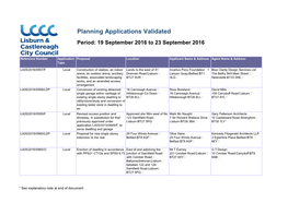 Planning Applications Validated Period: 19 September 2016 to 23 September 2016