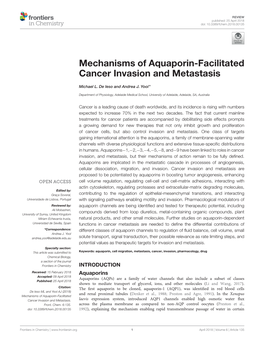 Mechanisms of Aquaporin-Facilitated Cancer Invasion and Metastasis