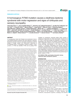 A Homozygous FITM2 Mutation Causes a Deafness-Dystonia