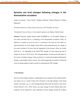 Dynamic Sea Level Changes Following Changes in the Thermohaline Circulation