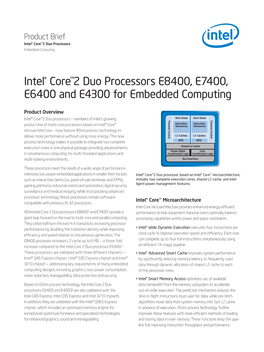 Intel® Core™2 Duo Processors E8400, E7400,E6400 and E4300