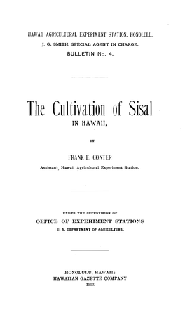 The Cultivation of Sisal in IIA WAII~