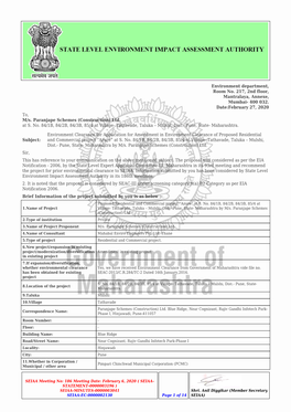 Environmental Clearance to SEIAA