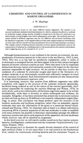 Chemistry and Control of Luminescence in Marine Organisms