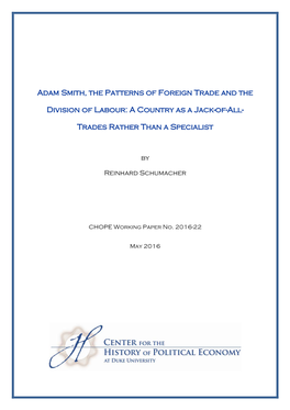 Adam Smith, the Patterns of Foreign Trade and the Division of Labour: A