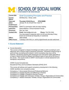 University of Michigan School of Social Work Syllabus