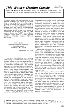 Glazer N & Moynihan D P. Beyond the Melting