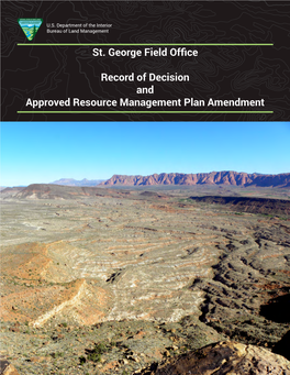 St. George Field Office Record of Decision and Approved Resource Management Plan Amendment