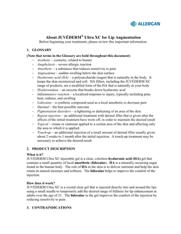 Juvederm Ultra with Lidocaine Patient Labeling
