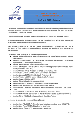 Proces - Verbal De L'assemblee Generale