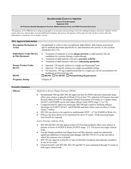 Secukinumab (COSENTYX) Monograph