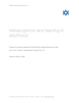 Metacognition and Learning in Adulthood