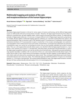 Multimodal Mapping and Analysis of the Cyto- and Receptorarchitecture of the Human Hippocampus