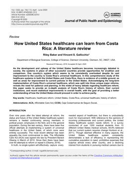 How United States Healthcare Can Learn from Costa Rica: a Literature Review