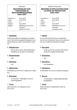 Maatregelen Van Toepassing in Beschermingsgebied Haaltert Mesures D'application Dans La Zone De Protection Haaltert