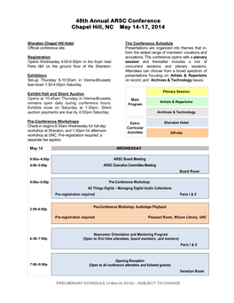 Preliminary Conference Schedule